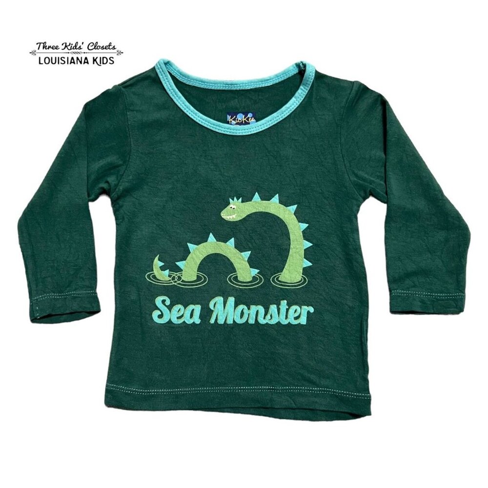 Kickee Pants 6-12m Green Bamboo Sea Monster Shirt